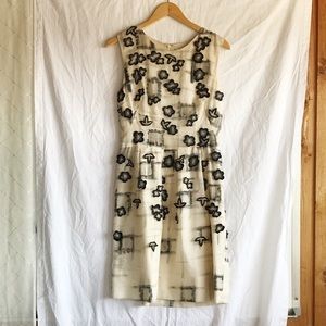 Lela Rose Silk Shift Dress Floral Appliqués S 10
